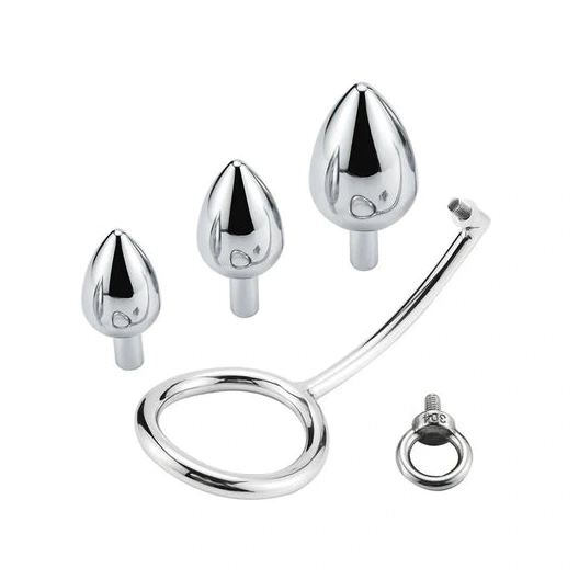 DiscreetChoice 4663 Steel Cock with Anal Ring Set Stainless Hook 0129